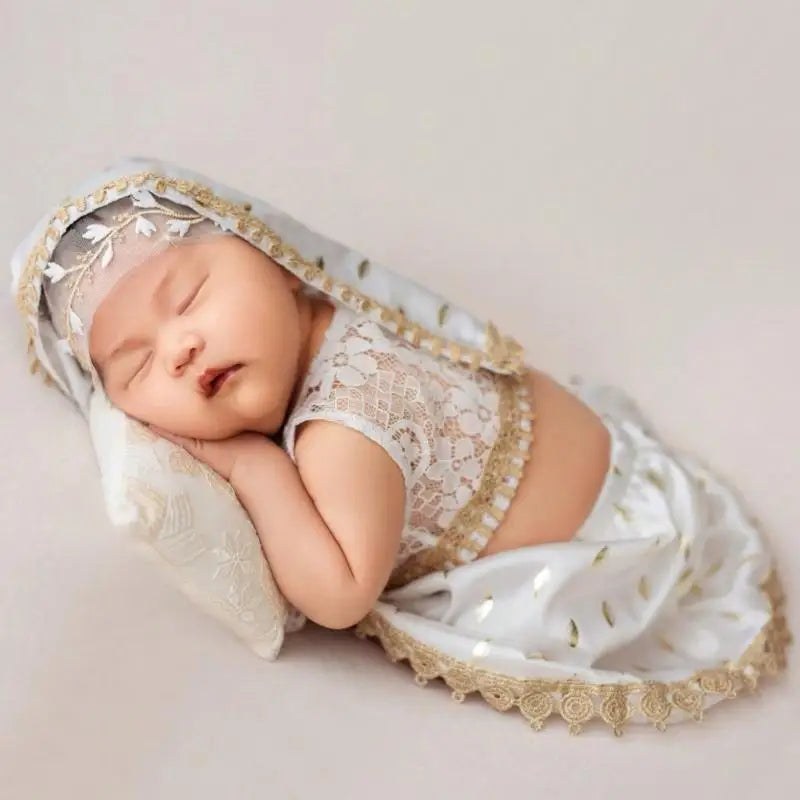Newborn Baby Girl Bohemian Photo Outfit | Top, Skirt & Headband