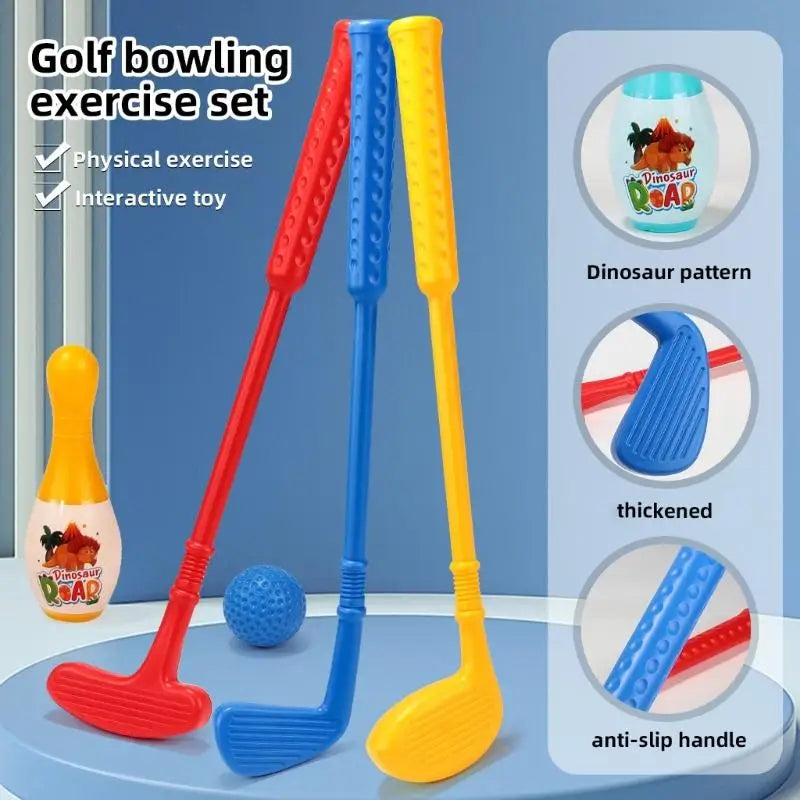 Kids Golf Bowling Toy Set – ABS Plastic Clubs, Balls & Pins
