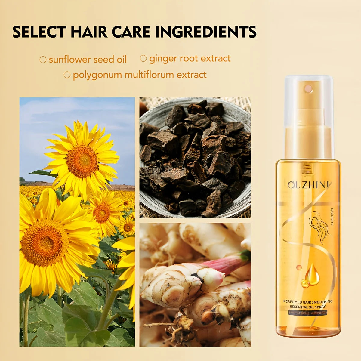 Fragrance Hair Care Essential Oil Spray, Fragrance Hair Conditioner, Smooth Hair Care Essential Oil to Prevent Frizz, Moisturizing and Nourishing, Long-Lasting Fragrance Hair Care Essential Oil Spray 100Ml/Bottle-1 Bottle Peaceful Pleasures Health and Wellness