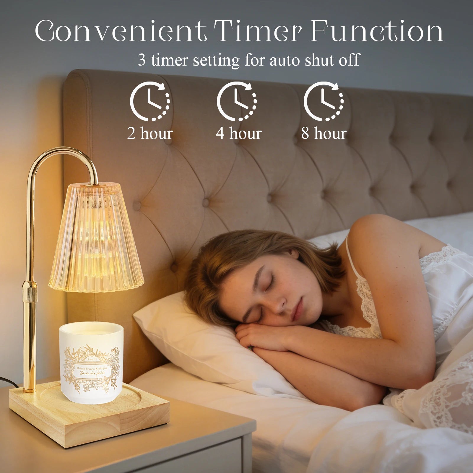 Candle Warmer Lamp With Wooden Tray Candle Holder Dimmable Height Adjustable Electric Night Light for Bedroom Home Desk Decor Peaceful Pleasures Health and Wellness