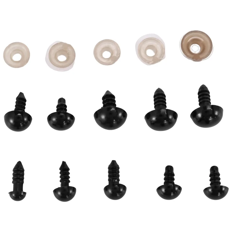 A36T-Safety Eyes With Washers, 300Pcs Small Doll Eyes Craft Toy Eyes Teddy Bear Eyes 6Mm/8Mm/9Mm/10Mm/12Mm, Black Plastic Eye Peaceful Pleasures Health and Wellness