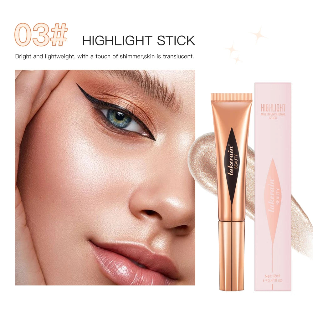 Beauty Blush Wand Easy Liquid Blush Face Blusher Natural Cream Cheek Tint Brighten Eye Highlight Contour Stick Sponge Head Peaceful Pleasures Health and Wellness 03 highlight