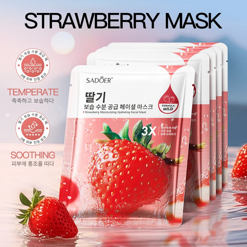 SADOER Fruits Face Mask 8pcs – Anti-Aging & Moisturizing