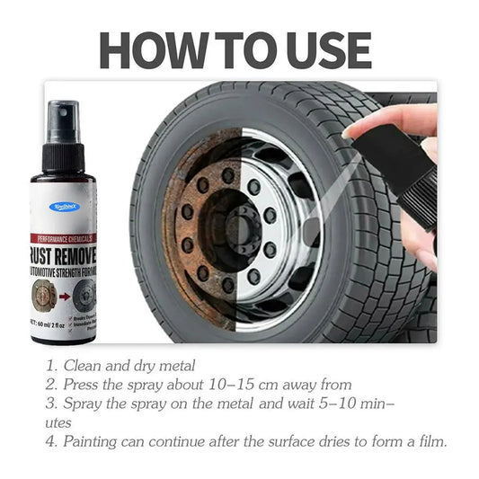 Powerful Car Rust Remover Spray Iron Dust Cleaning for Wheels & Metal Parts Auto Detail Rust Converter Kit with Sponge & Towel Peaceful Pleasures Health and Wellness
