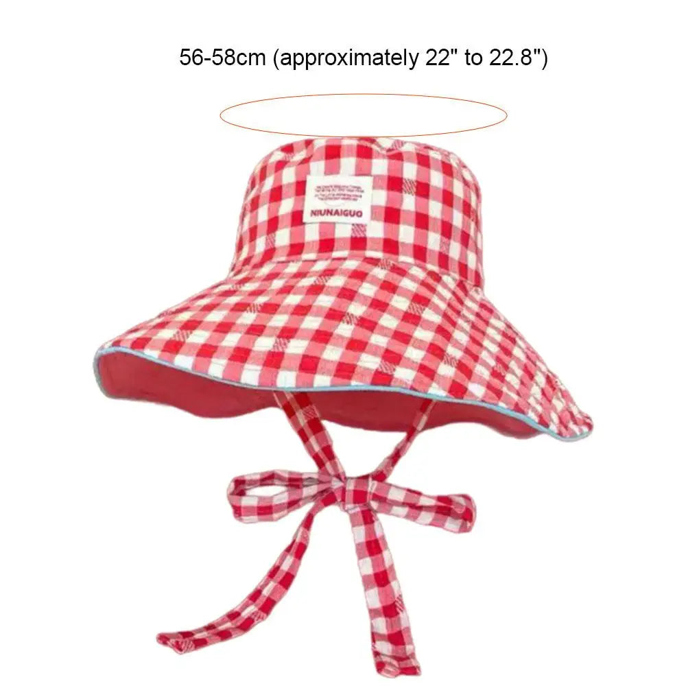 Women Summer UV Protection Wide Brim Sun Hats With Chin Strap Cute Pastel Plaid Beach Hat For Outdoor Travel & Daily Wear Peaceful Pleasures Health and Wellness