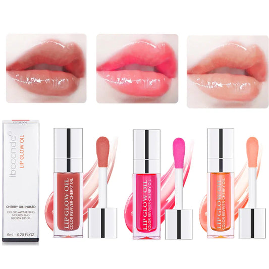 ibcccndc 3-Pc Crystal Jelly Lip Glow Oil Set | Cherry Seed Oil Lip Glow Oil Set Oasis Select