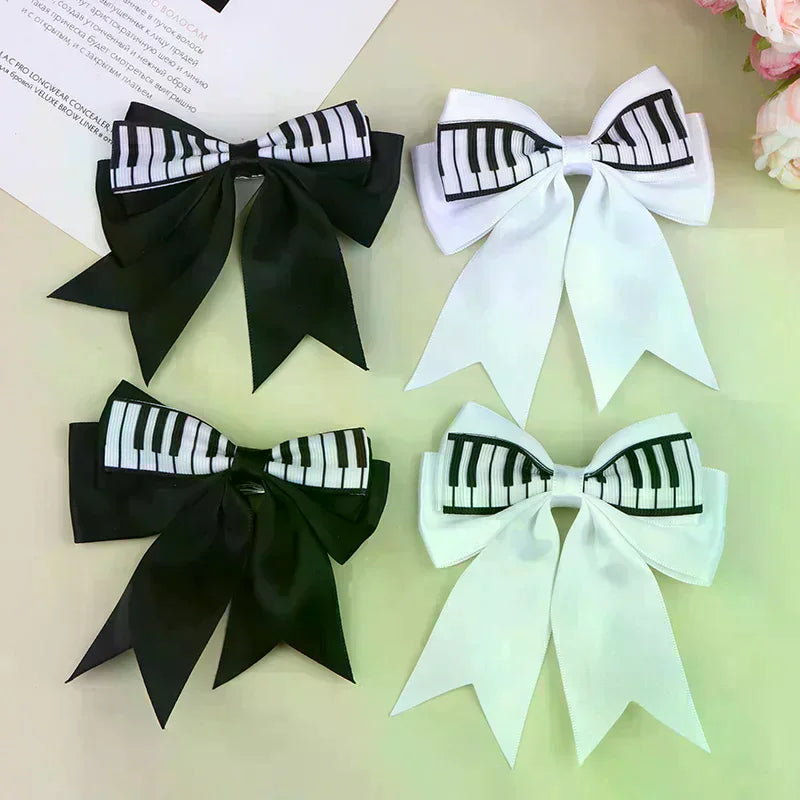 Piano Key Bow Hair Clip – Musical Non-Slip Grip for Women
