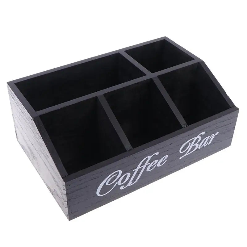 Classic Wooden Coffee Storage Box & Organizer | Shelf Basket