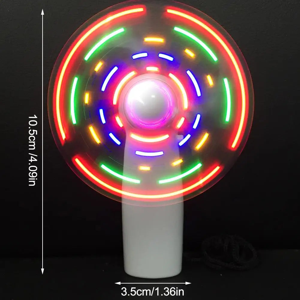 Mini LED Handheld Fan – 3 Speeds, Flashing Lights, Ultra Quiet