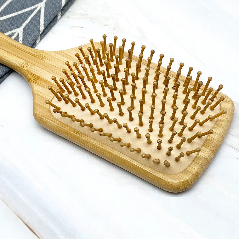 Bamboo Air Cushion Paddle Comb – Smooth & Tangle-Free Hair