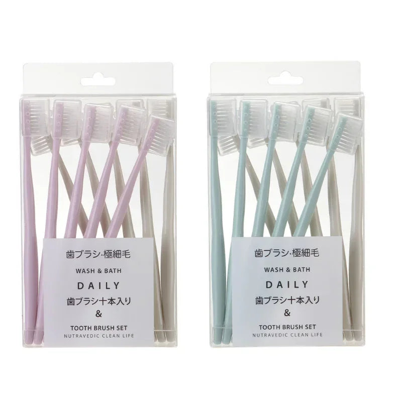 10PC/set Adult Soft Bristle Toothbrush Adult Home Soft Bristle Toothbrush Adult Small Head Toothbrush with Sheath Wholesale Peaceful Pleasures Health and Wellness