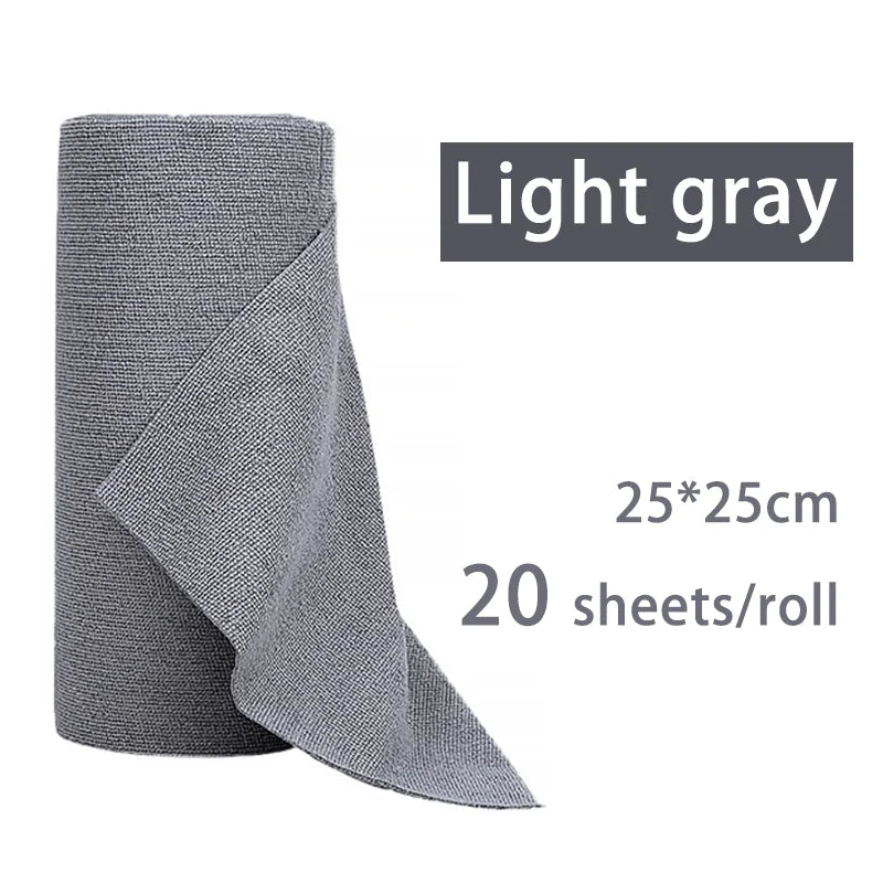 [Microfiber Cleaning Wipes] 20/50 Rolls Microfiber Cleaning Wipes, Reusable Household Kitchen Towel Rolls Peaceful Pleasures Health and Wellness Gray-20 sheets