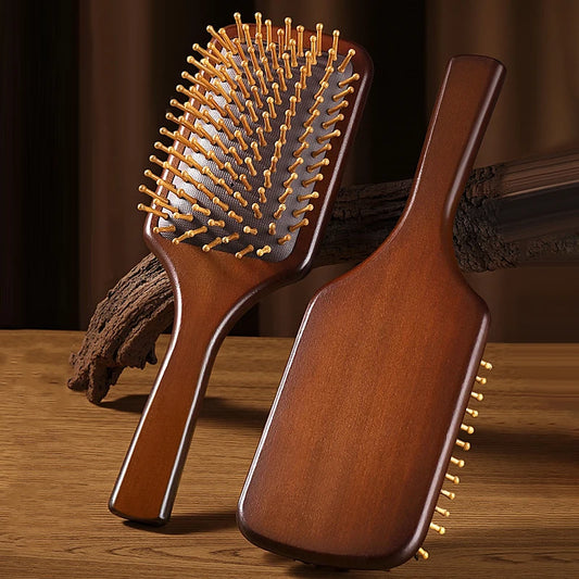 1Pcs Natural Sandalwood Massage Brush Soft Cushion Round Smooth Hair Comb Teeth For Scalp Health Peaceful Pleasures Health and Wellness