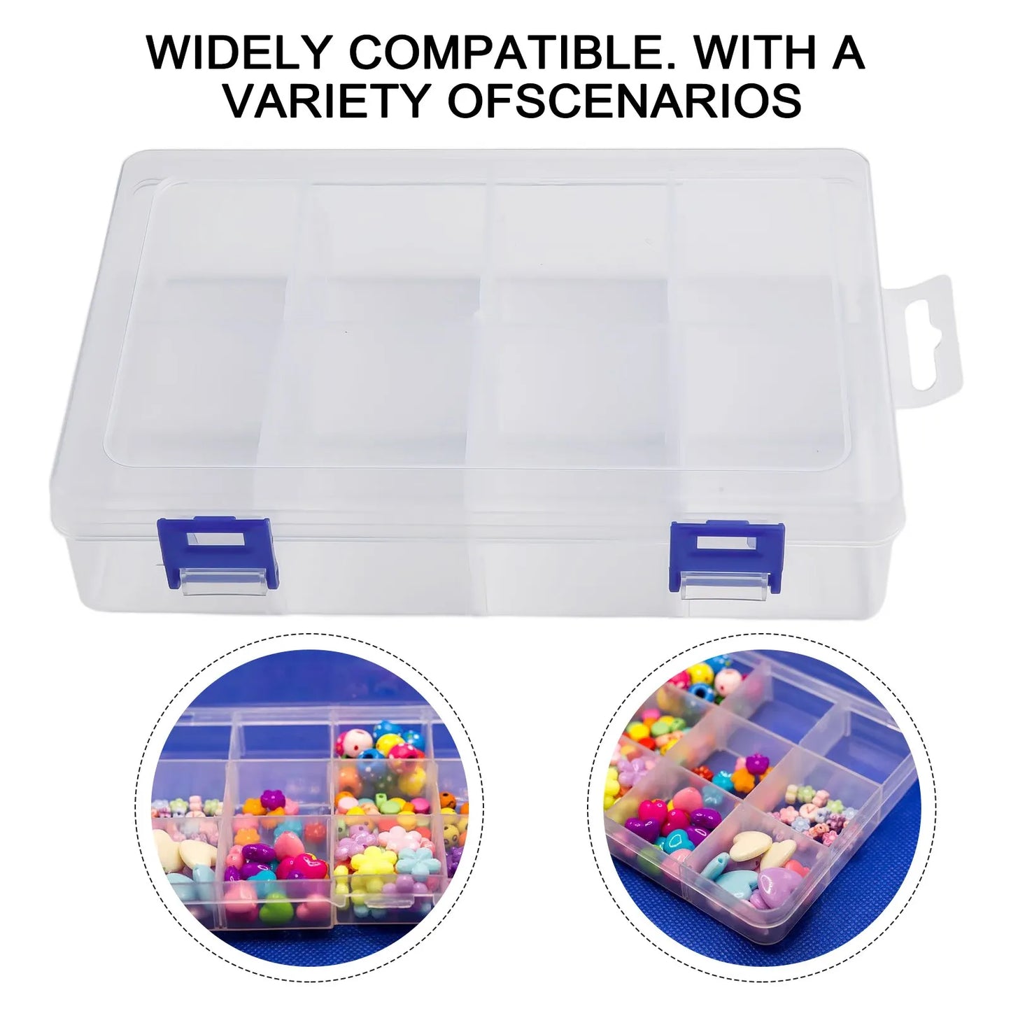 Adjustable 8 Grids Compartment Plastic Jewelry Storage Box Screw