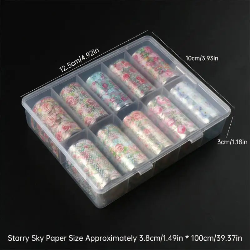 10 Rolls Flower Rose Nail Foils For Transfer Paper Floral Sliders Butterfly Nail Art Stickers Decal Nail Art Decorations Peaceful Pleasures Health and Wellness
