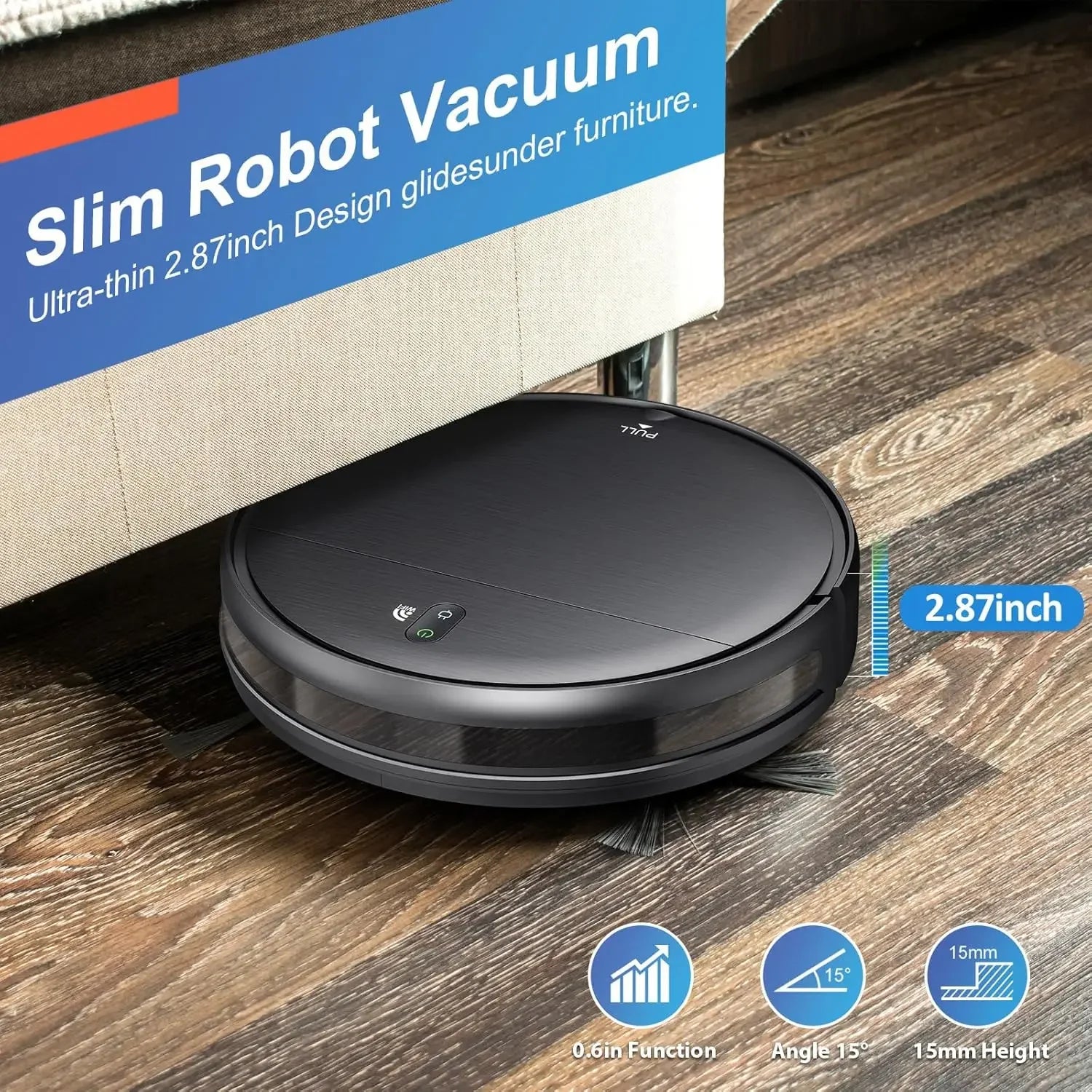 2-in-1 Robot Vacuum and Mop with App Control, Slim Design, Self-Charging for Hard Floors and Pet Hair Peaceful Pleasures Health and Wellness