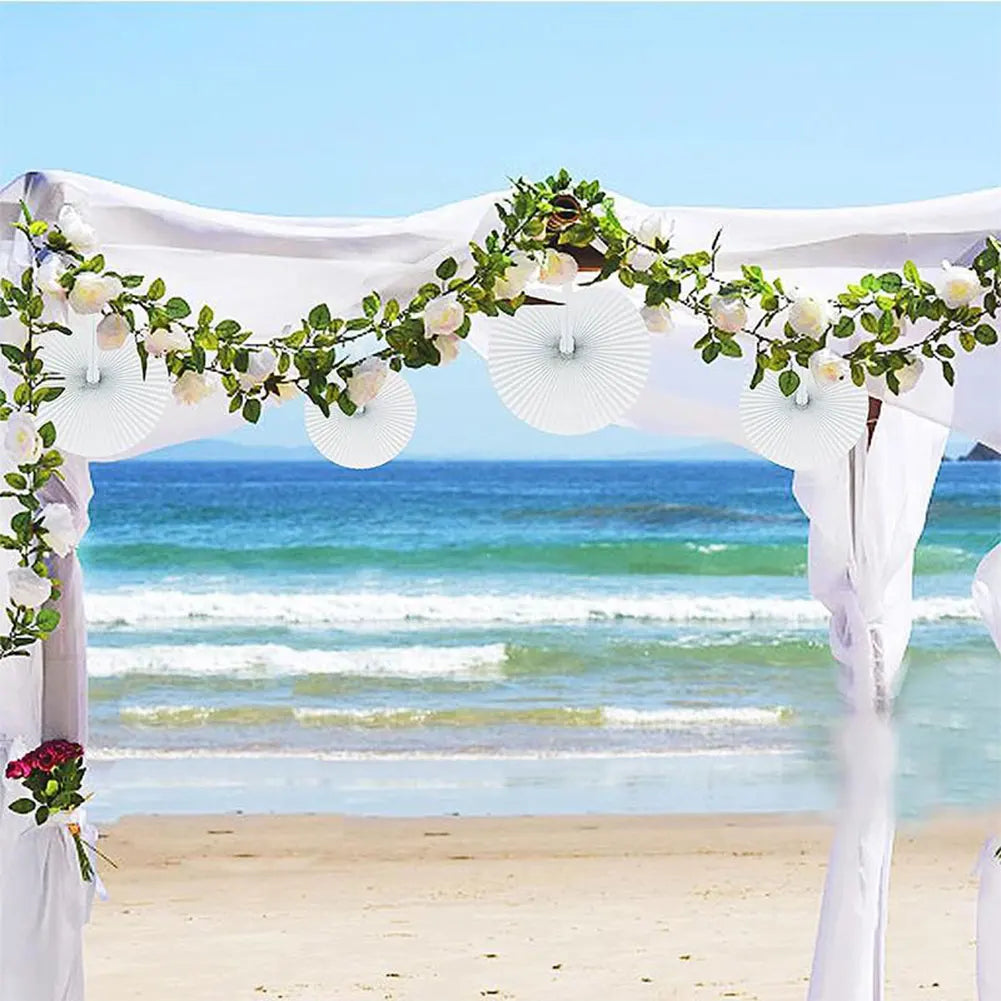 Custom White Heart Paper Fan – Wedding & Party Souvenir Gift Peaceful Pleasures Health and Wellness