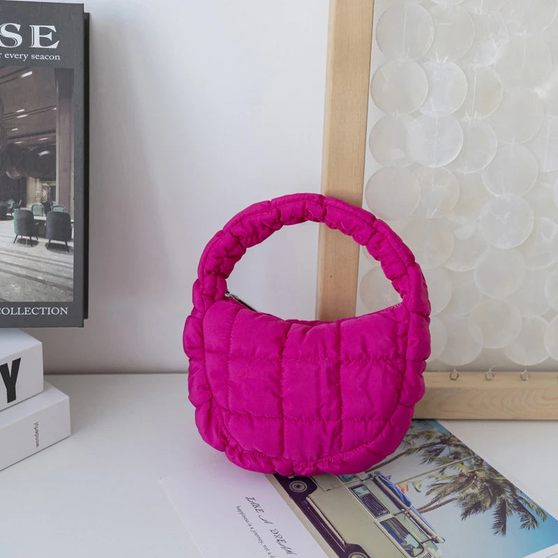 Mini Quilted Puffer Tote Bag | Circle Phone Purse & Key Pouch