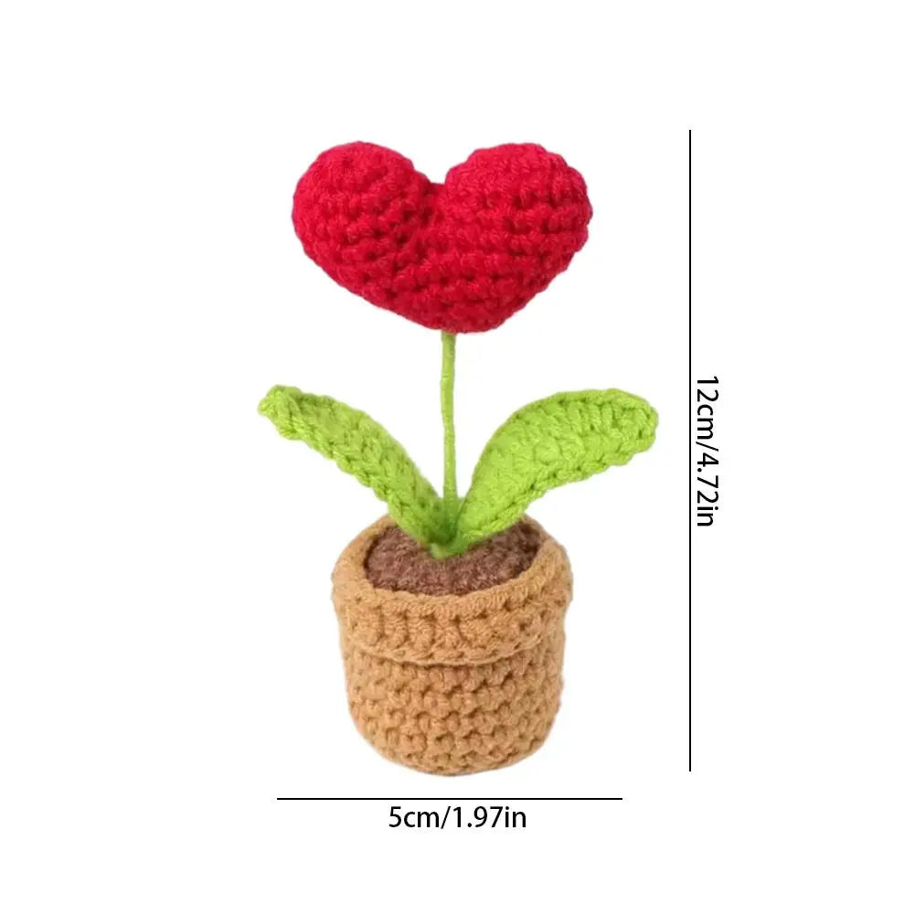 Red Heart Crochet Potted Plant | Handmade Yarn Flower Decor