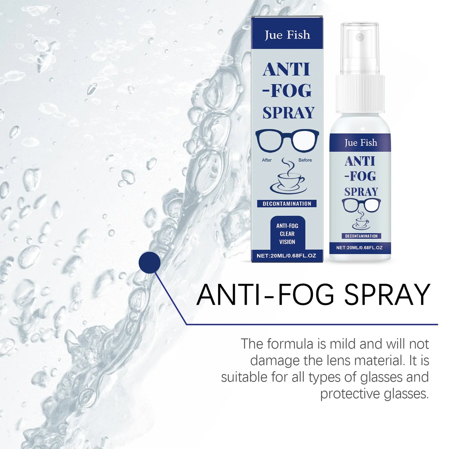 Anti-Fog Eyeglass Cleaning Spray | Lens Cleaner & Defogger 20ml