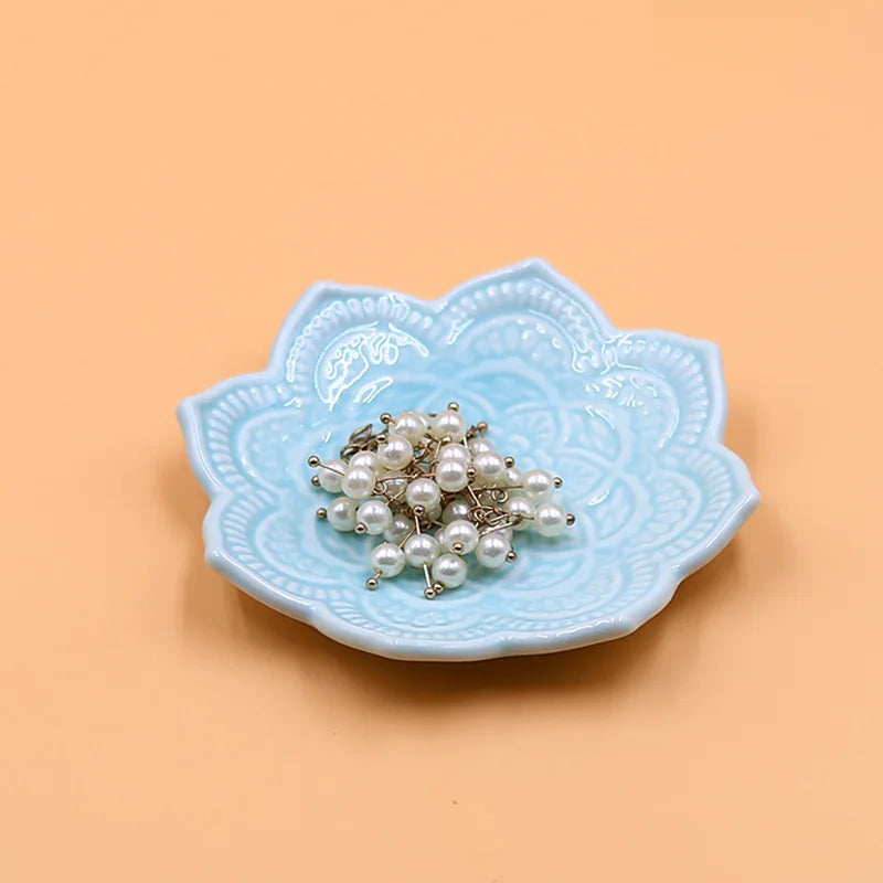1Pcs Ceramic Jewelry Display Tray Holder Organizer Storage Irregular Disk Plate Ring Bracelet Necklace Jewelry Decoration Peaceful Pleasures Health and Wellness