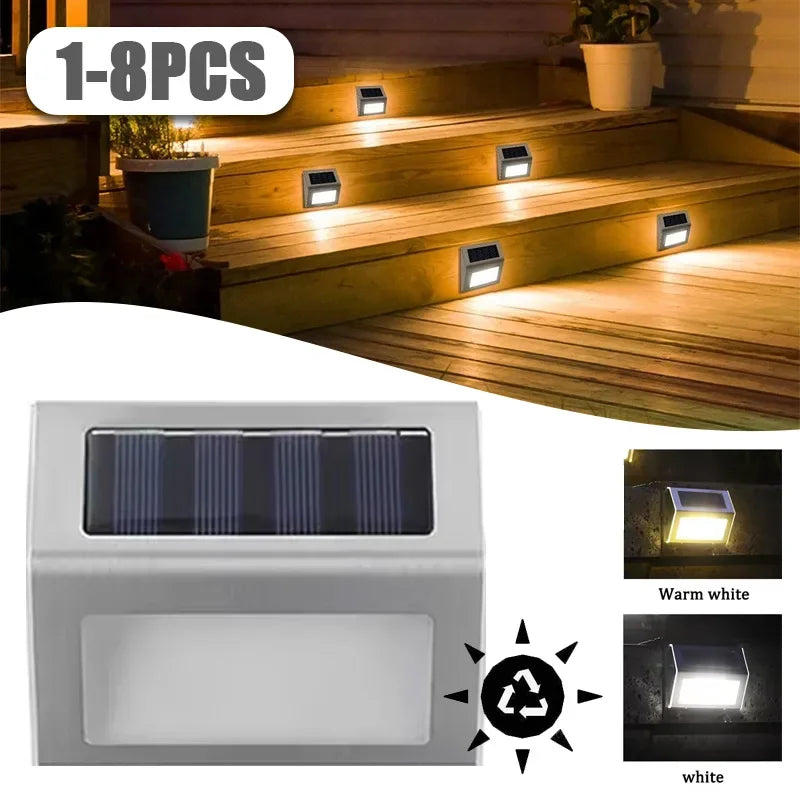 Solar Stainless Steel Step Lights – Waterproof LED Garden Wall