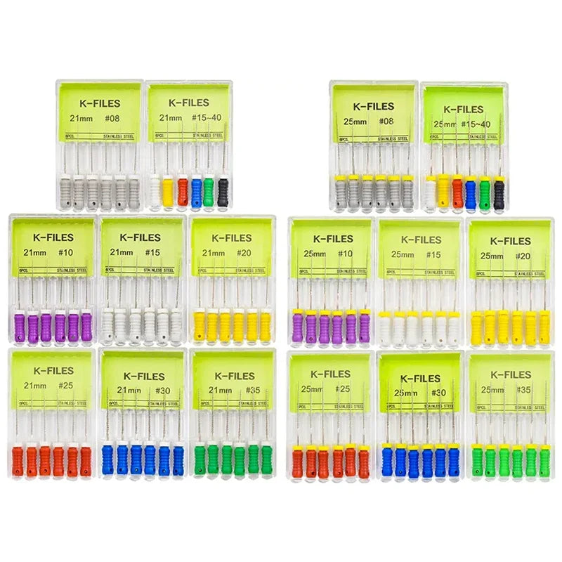 Dental K-Files 6pcs | Stainless Steel Root Canal Hand Files