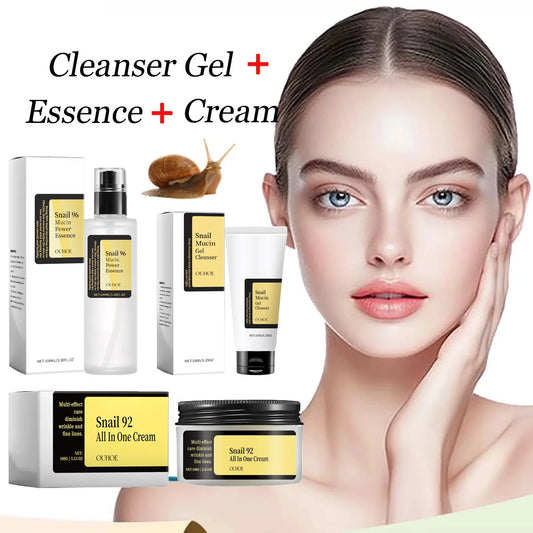 Snail Mucin 96% Face Cream, Essence & Cleanser – Hydrating Set