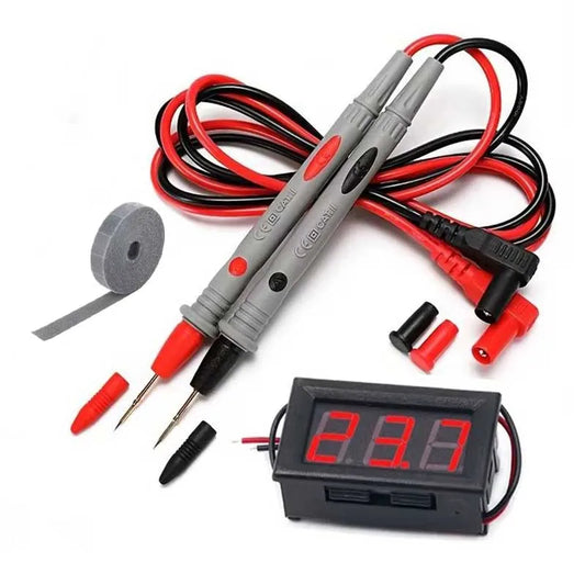Universal Digital Multimeter Test Leads 1000V 20A + Waterproof Digital Voltage Display LED Voltmeter Two-Wire DC 3V-30V Tester Peaceful Pleasures Health and Wellness