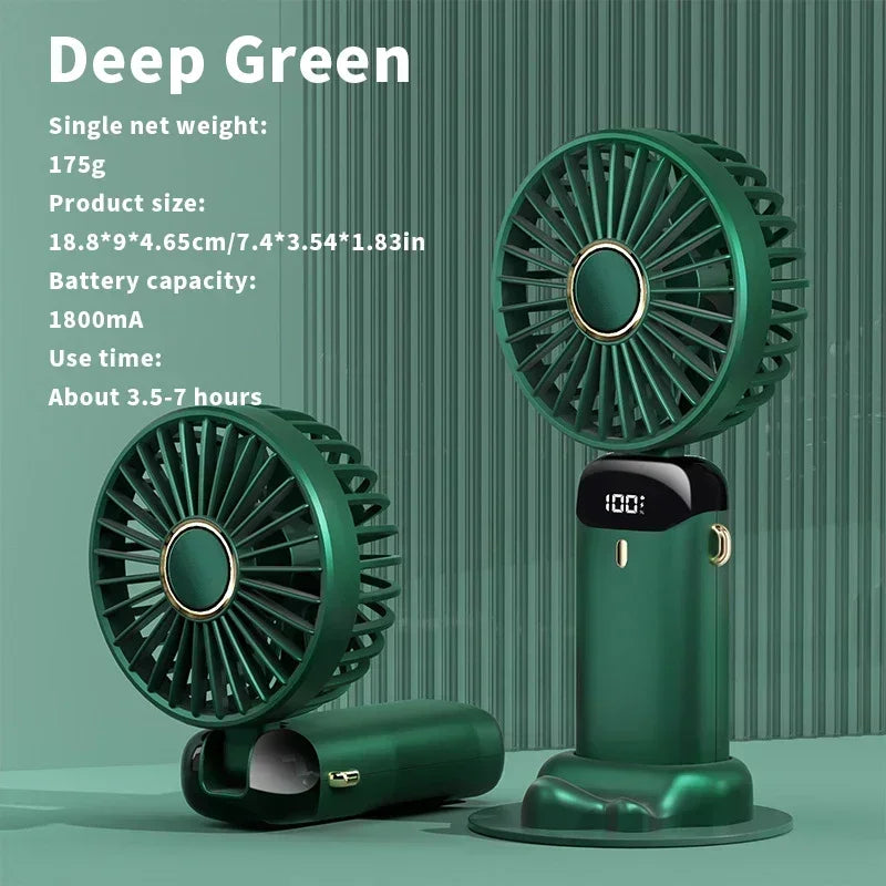 Portable Foldable Neck Fan 3000mAh – 5 Speed & LED Display