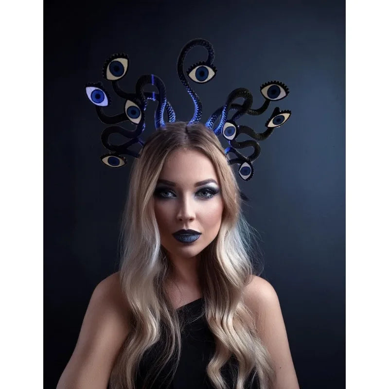 Surreal Multi Eye Snake Crown, Light Up Rave Headpiece, Evil Eye Trippy Headband for Cosplay Shoot, Halloween, Festival Costume Peaceful Pleasures Health and Wellness