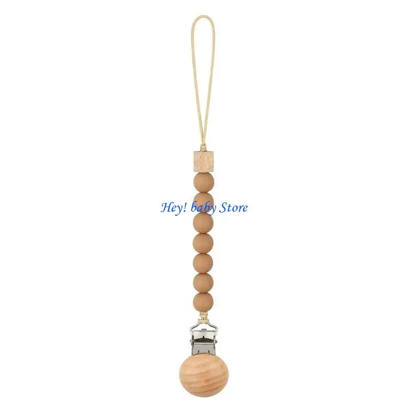 Baby Pacifier Clip Chain | Silicone Beads & Wooden Teether