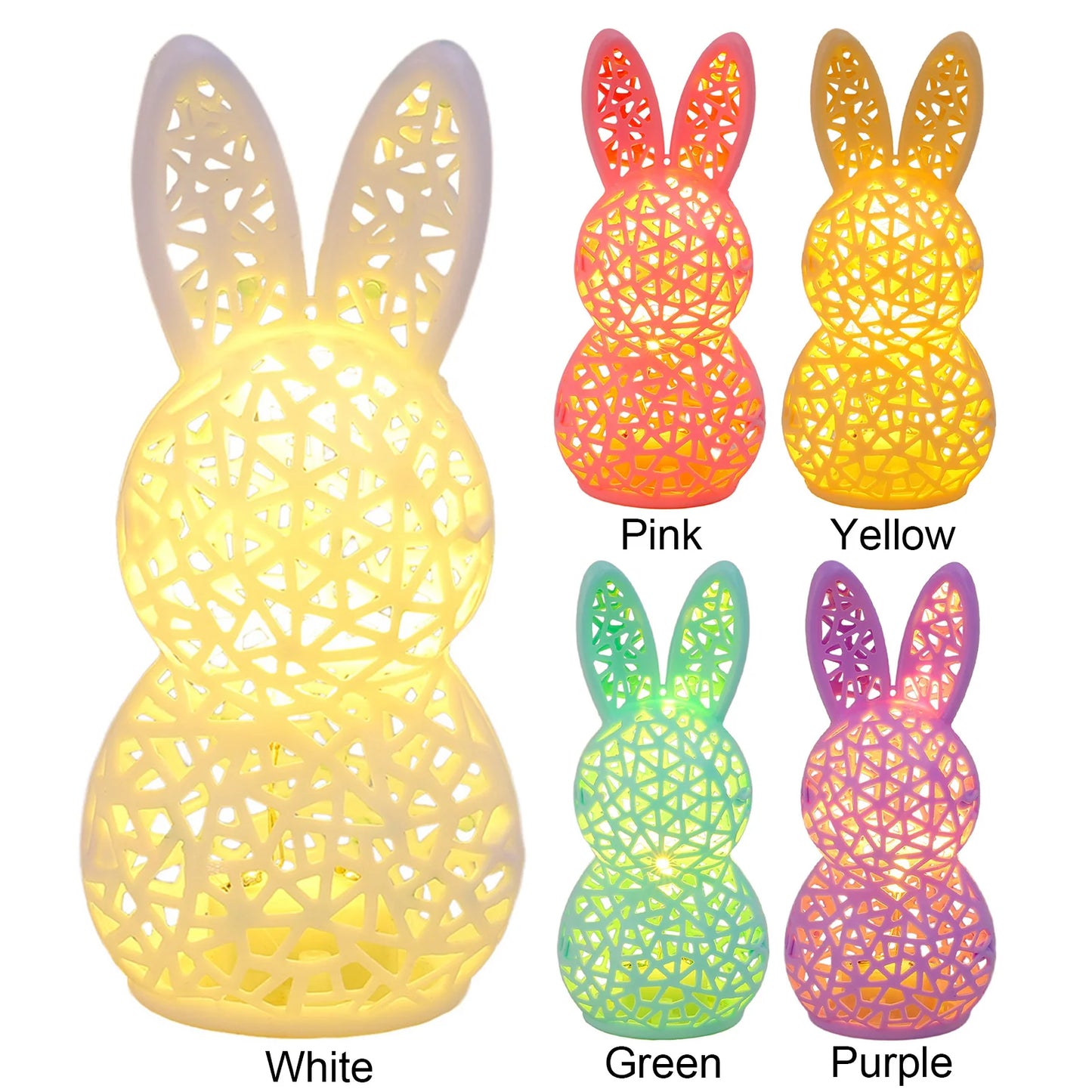 Easter Portable Animal Nightlight 3D Printed LED Lighted Hollow Out Bunny Figurine Party Favors Easter Basket Stuffers for Kids Peaceful Pleasures Health and Wellness
