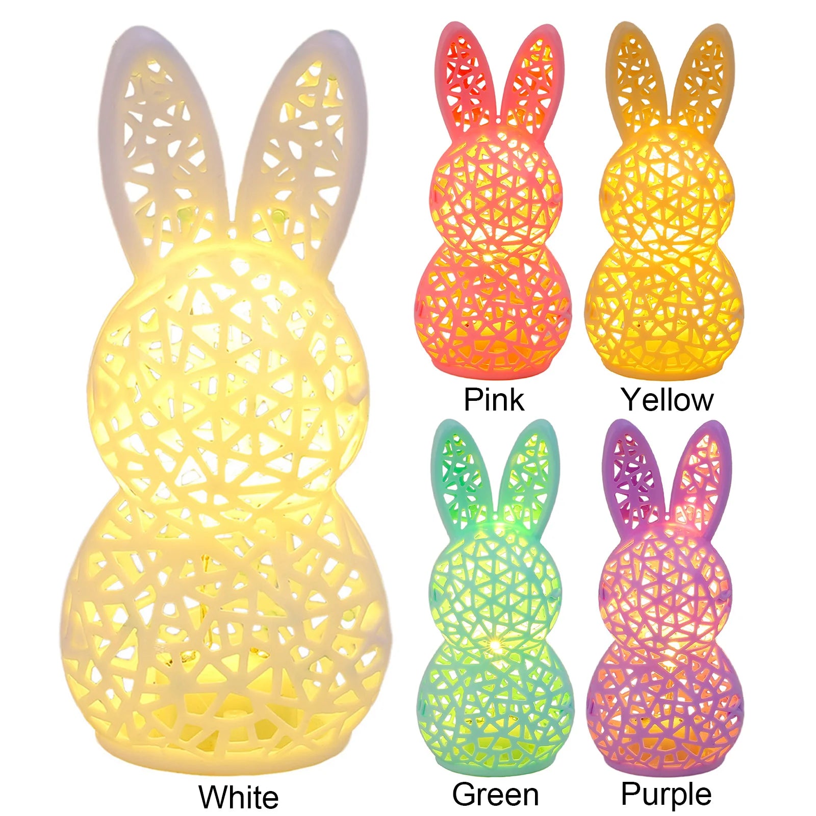 Easter Portable Animal Nightlight 3D Printed LED Lighted Hollow Out Bunny Figurine Party Favors Easter Basket Stuffers for Kids Peaceful Pleasures Health and Wellness