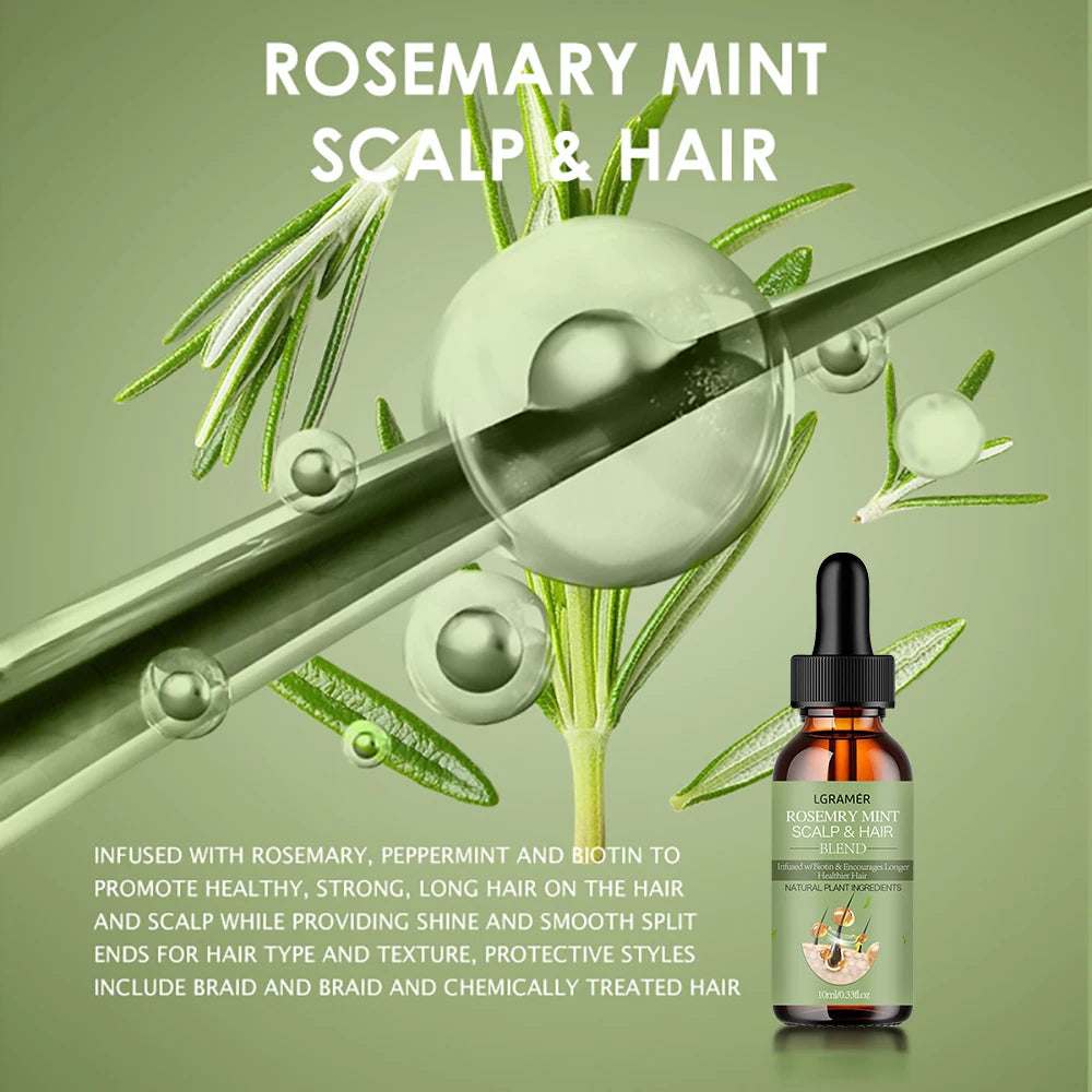 Hair Growth Essential Oil Rosemary Mint Hair Strengthening Oil Nourishing Treatment For Split Ends Dry Organics Hair Care Oil Peaceful Pleasures Health and Wellness