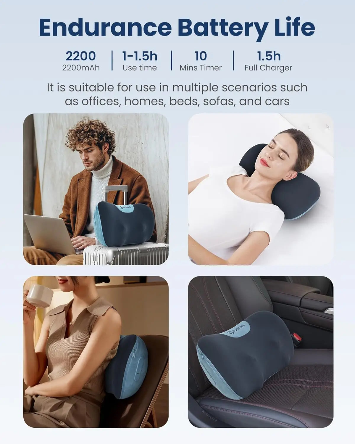 Cordless Shiatsu Neck & Back Massager with Heat – 3D Kneading Peaceful Pleasures Health and Wellness