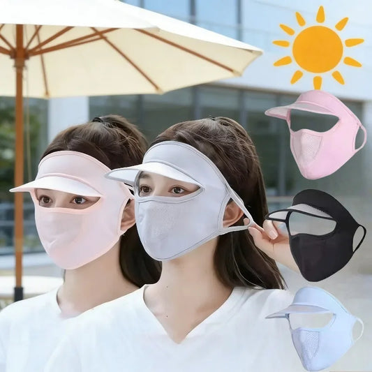 UPF 50+ Ice Silk Sun Protection Face Mask with Brim