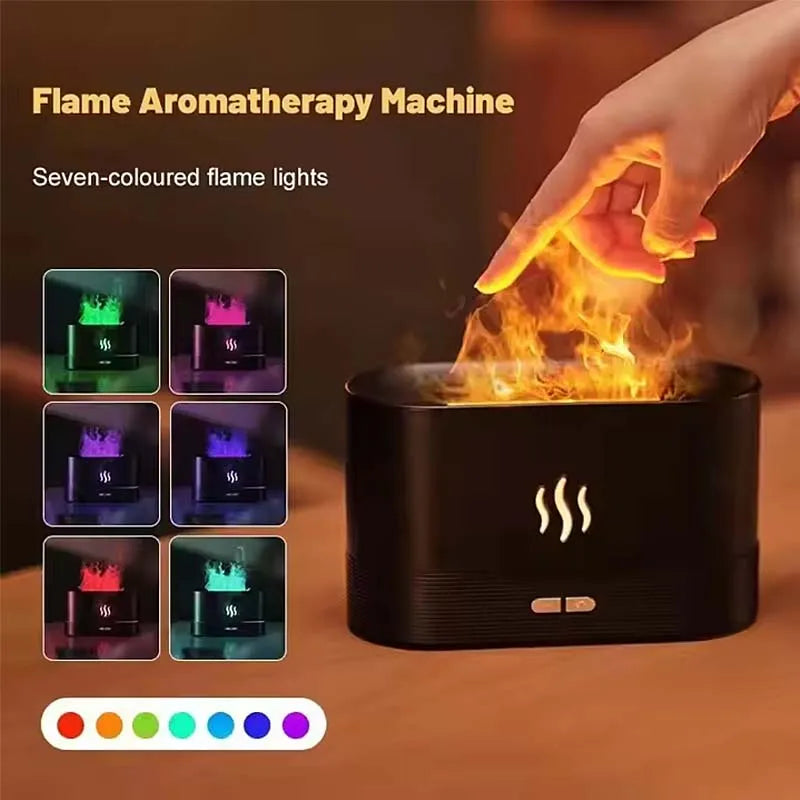 Creative Simulation Flame Aromatherapy Machine Humidifier Diffuser Fragrance Machine Home 5v Office Desktop 3D Flame Humidifier Peaceful Pleasures Health and Wellness