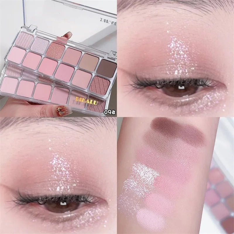 12-Color Glitter Shimmer Eyeshadow Palette | Peach & Pearl
