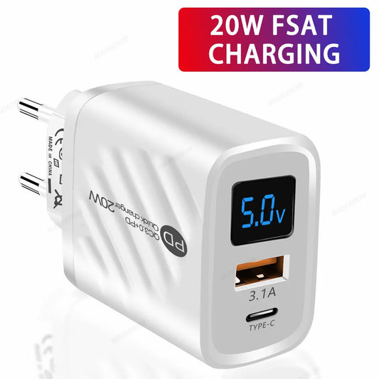 PD 20W USB-C Fast Charger QC 3.0 | iPhone Samsung Xiaomi USB-C Wall Charger Peaceful Pleasures Health and Wellness