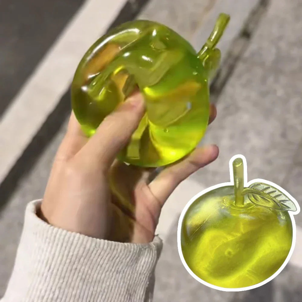 Green Apple Squishy Slow Rising Squeeze Toy Soft Transparent Decompression Stress Relief Ball Party Favor Gift For Kids Adults Peaceful Pleasures Health and Wellness