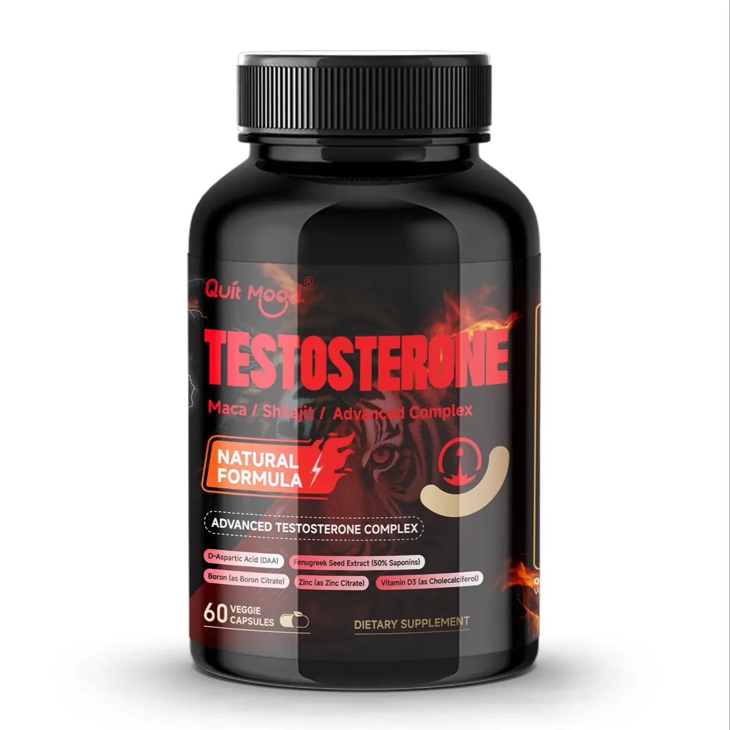 Quit mood Men's Testosterone Capsules | 100mg Maca & 50mg Shilajit & More | Hormone Balance & Stamina Enhancer – 60 Capsules Peaceful Pleasures Health and Wellness 1 Bottle-60 Caps United States