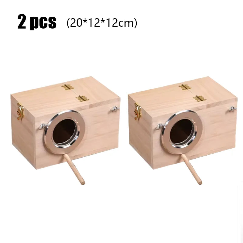 Wood Bird Nesting Box for Parakeets, Budgies & Lovebirds