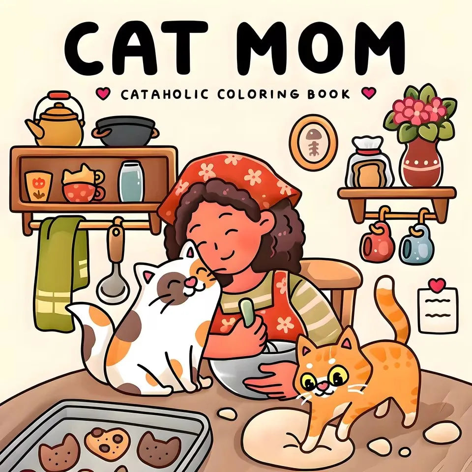 CAT MOM Coloring Book Adults Featuring Cute Cozy Daily Activities