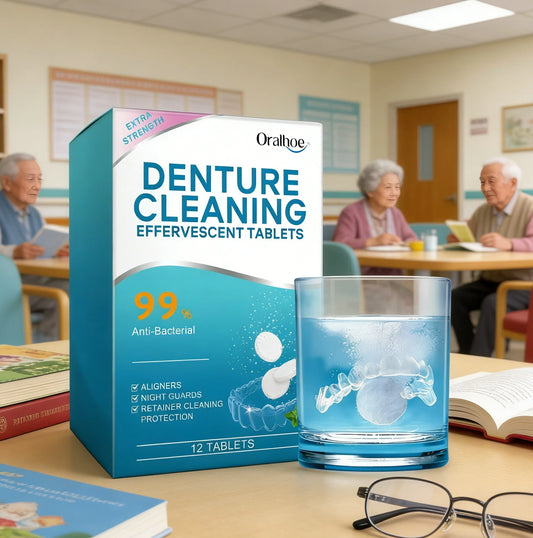ORALHOE Denture Cleaning Tablets – Whitening & Antibacterial 12ct Denture Cleaner Tablets Peaceful Pleasures Health and Wellness