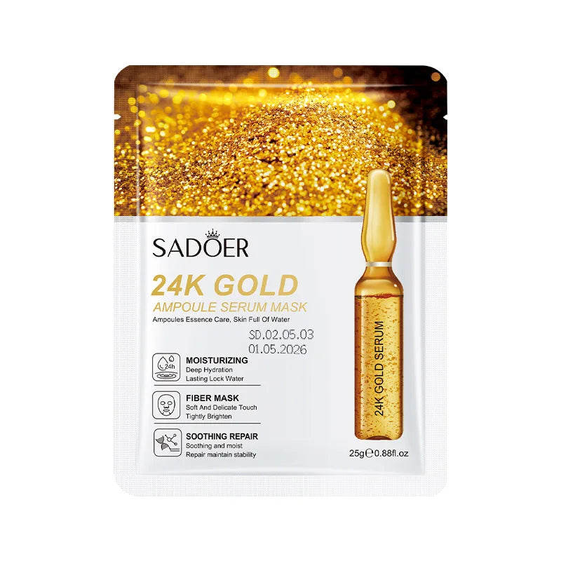 SADOER 24K Gold Face Masks – Firming & Hydrating, 10 Pack