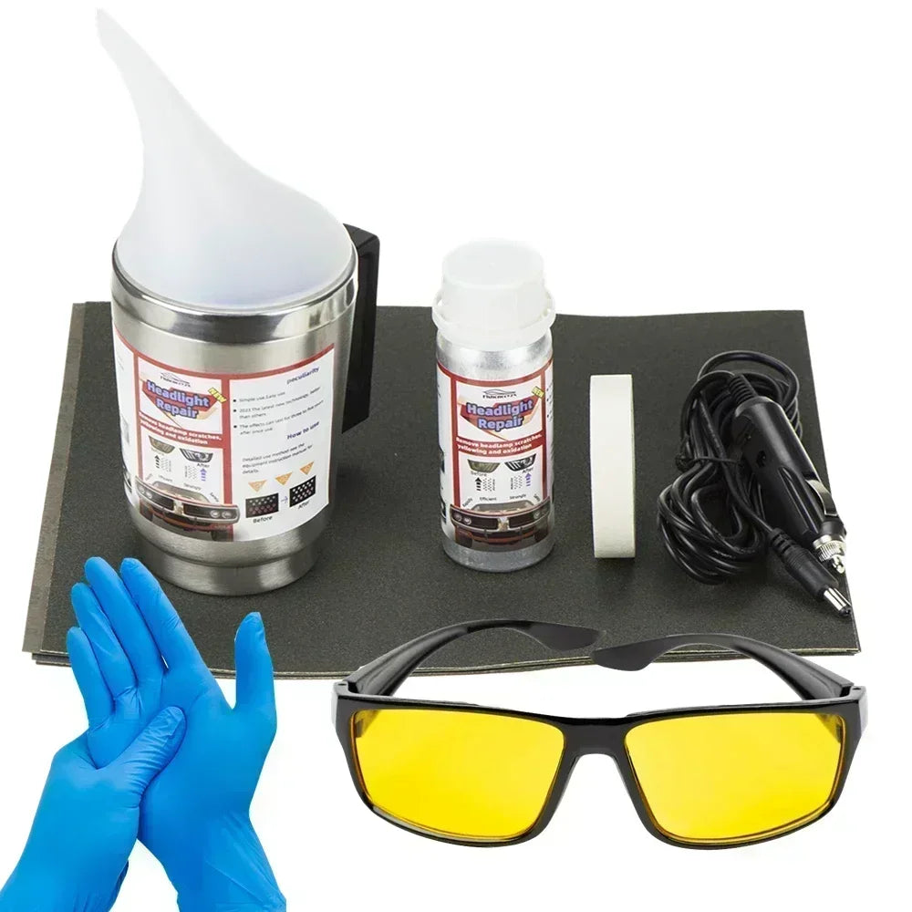 Car Headlight Polish Restoration Kit Headlight Polishing Cleaning Kit Anti-Scratch Hydrophobic Car Headlight Repair Polish Tool Peaceful Pleasures Health and Wellness