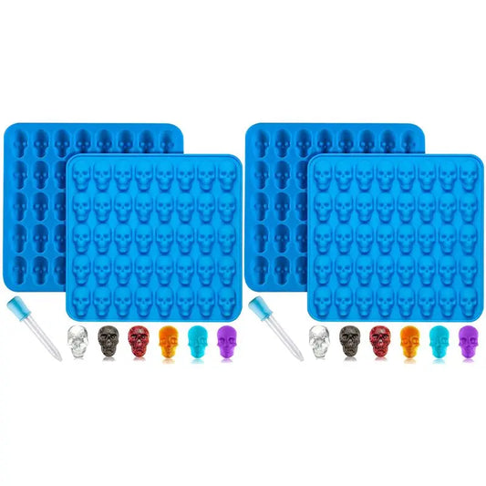 A36T-4Pcs Gummy Skull Candy Molds Silicone,Chocolate Gummy Molds With 2 Droppers Nonstick Food Grade Silicone For Candy Blue Peaceful Pleasures Health and Wellness Default Title
