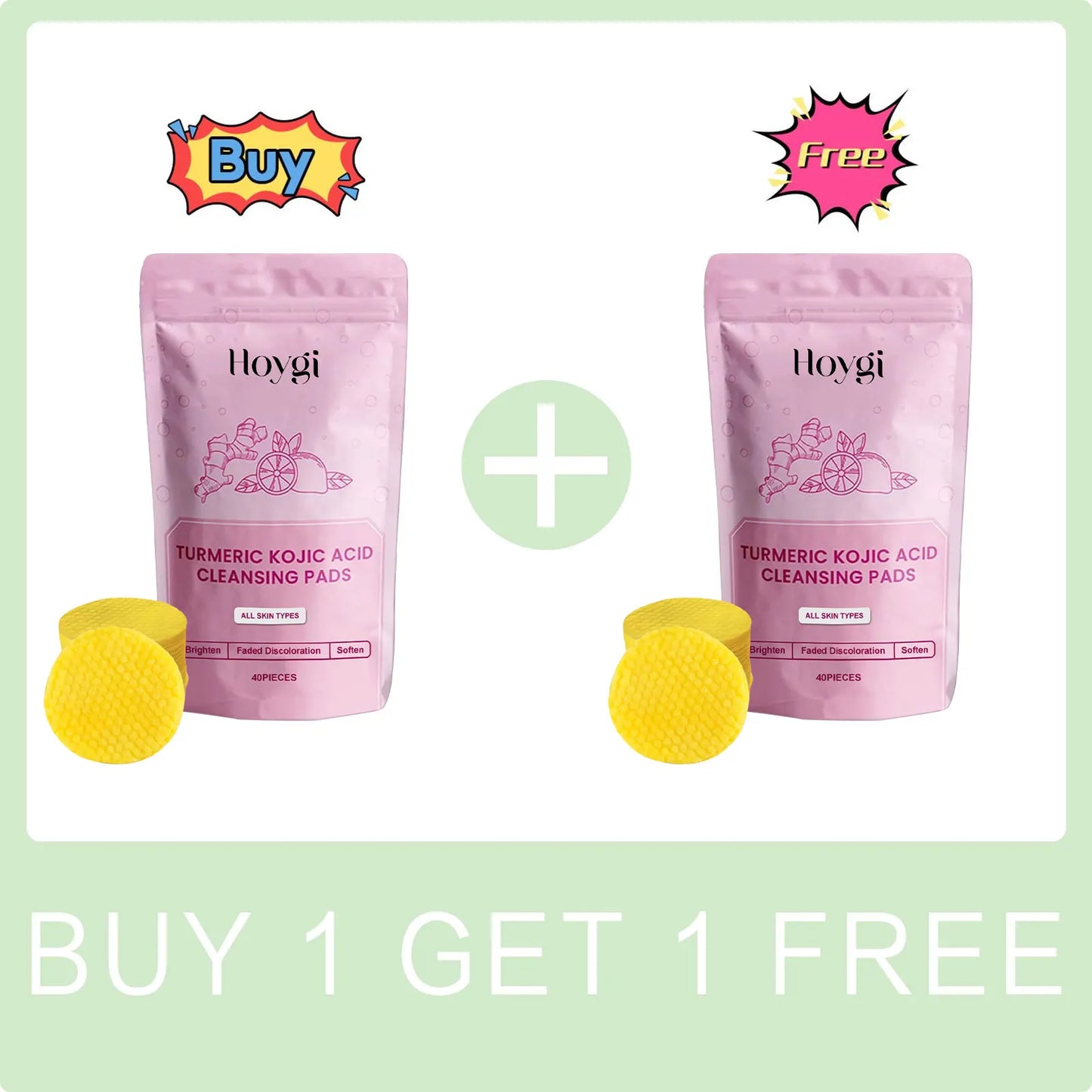 Turmeric Kojic Acid Cleansing Pads Daily Pores Cleaning Makeup Dead Skin Removal Oil Control Nourish Exfoliating Facial Sponge Peaceful Pleasures Health and Wellness Buy 1 Get 1 Free