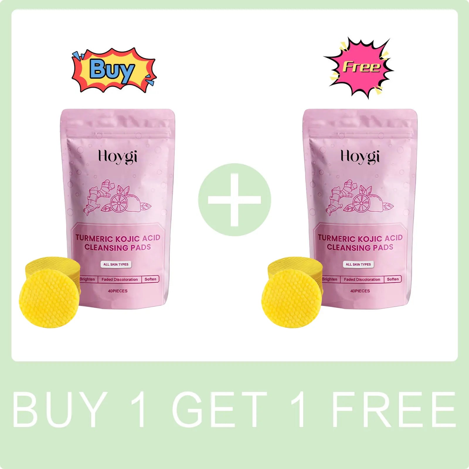 Turmeric Kojic Acid Cleansing Pads Daily Pores Cleaning Makeup Dead Skin Removal Oil Control Nourish Exfoliating Facial Sponge Peaceful Pleasures Health and Wellness Buy 1 Get 1 Free